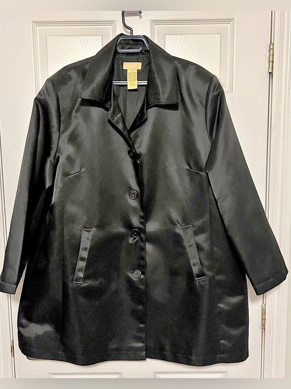 Cotton Ginny Plus Black Button Front Coat Size 2X